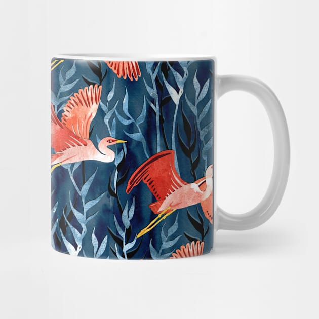 Birds and Reeds in Red and Blue by micklyn